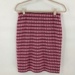 Ann Taylor pencil skirt black pink size small stretch pull on waist textured